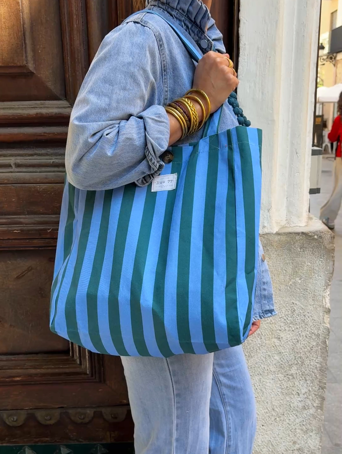 Bolsa de lona de rayas