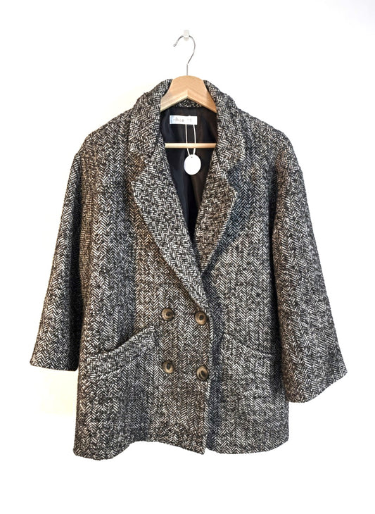 Chaquetón de paño espiga blanco y negro