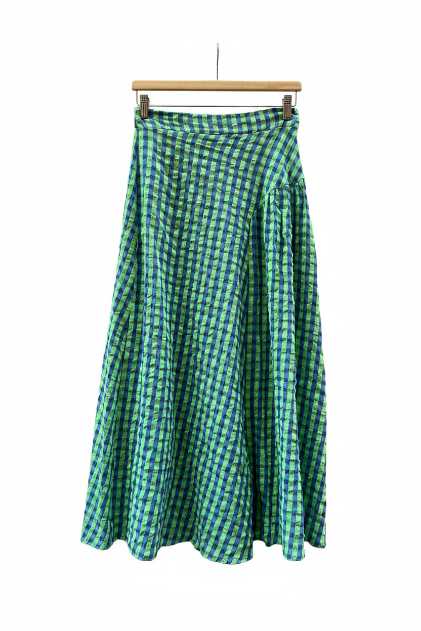 Falda Vichy fluor verde