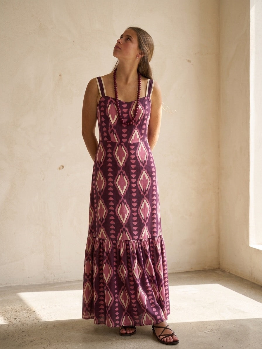 Vestido estampado en dos tonos