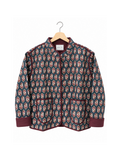 Chaqueta India de flores en tonos gris y granate
