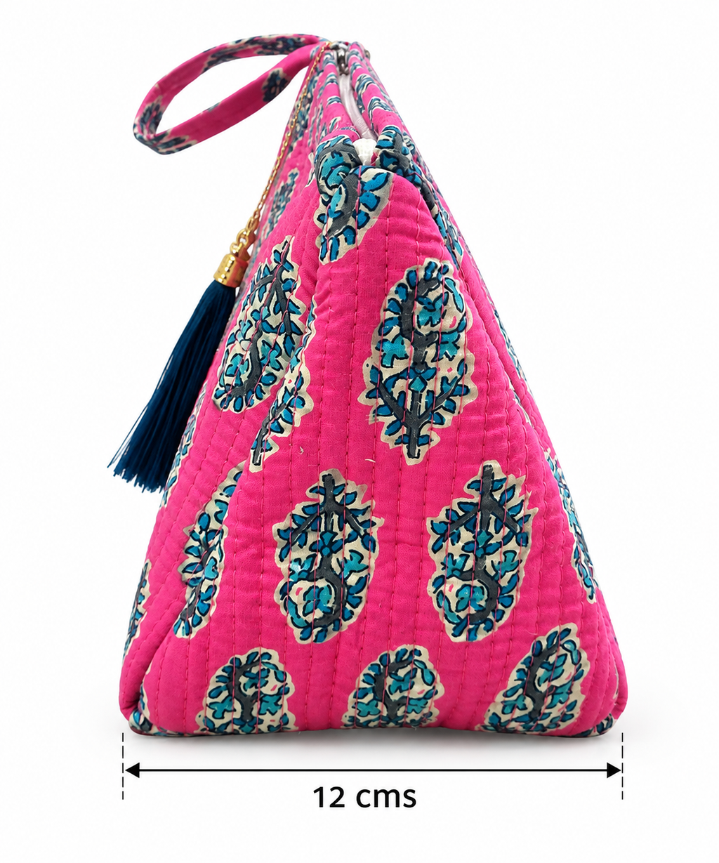 Neceser triángulo plastificado FUCSIA