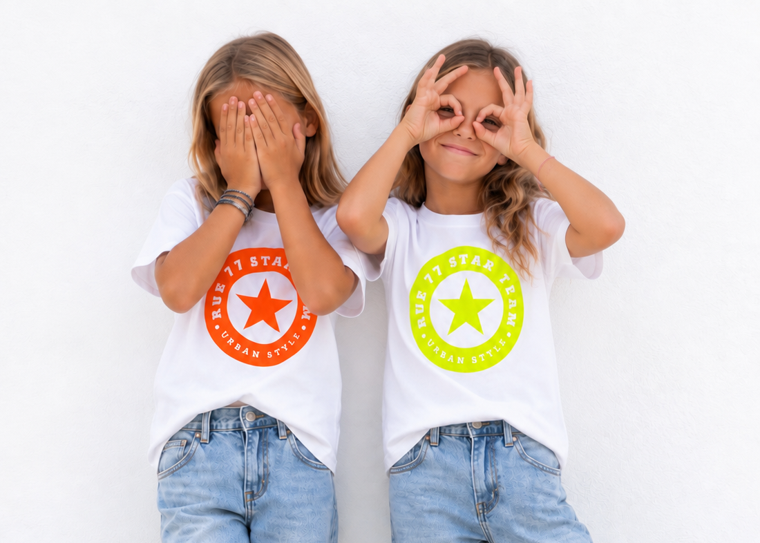 Camiseta Rue BLANCA logo AMARILLO flúor