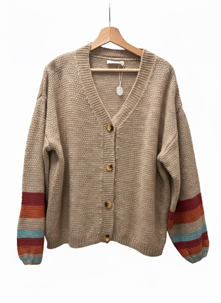 Chaqueta de lana  con mangas de rayas