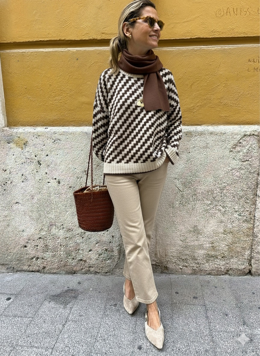 Suéter de lana estampado zig zag