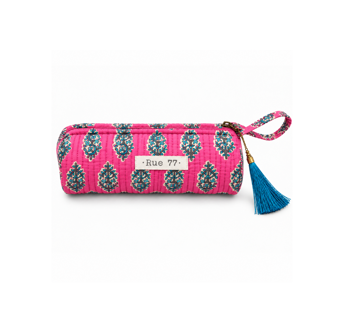 Estuche en block print de la India FUCSIA