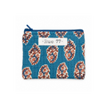 Monedero pequeño en block print de la India AZUL (12 x 10 cms)