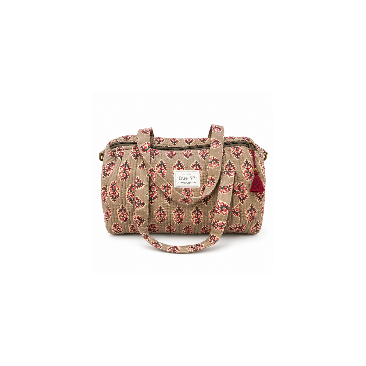 Bolsa EXTRAESCOLAR en block print de la India BEIGE