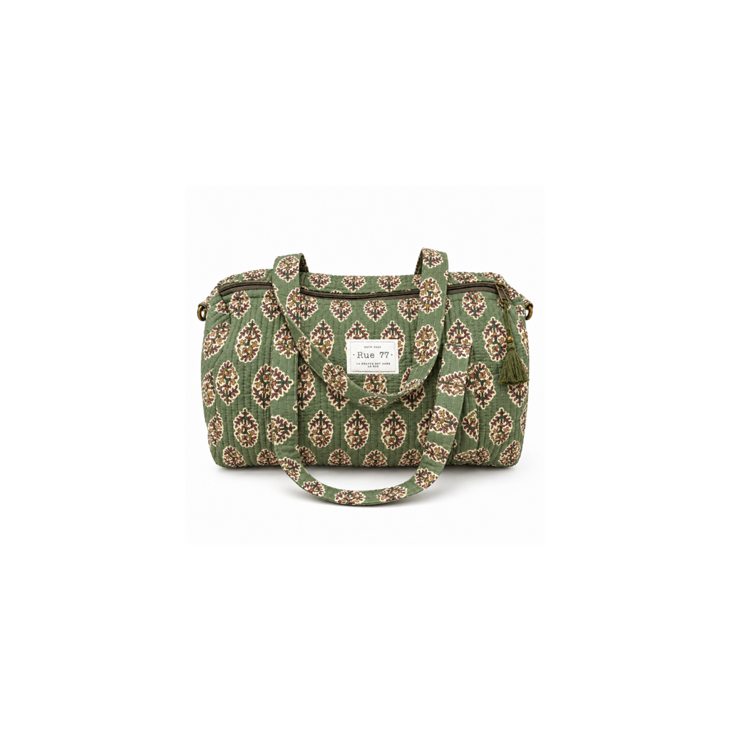 Bolsa EXTRAESCOLAR en block print de la India VERDE