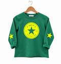 Sudadera Rue VERDE logo AMARILLO fluor