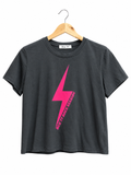 Camiseta Rue GRIS rayo ROSA flúor