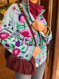 Chaqueta AZUL de flores bordadas estilo Indian Boho