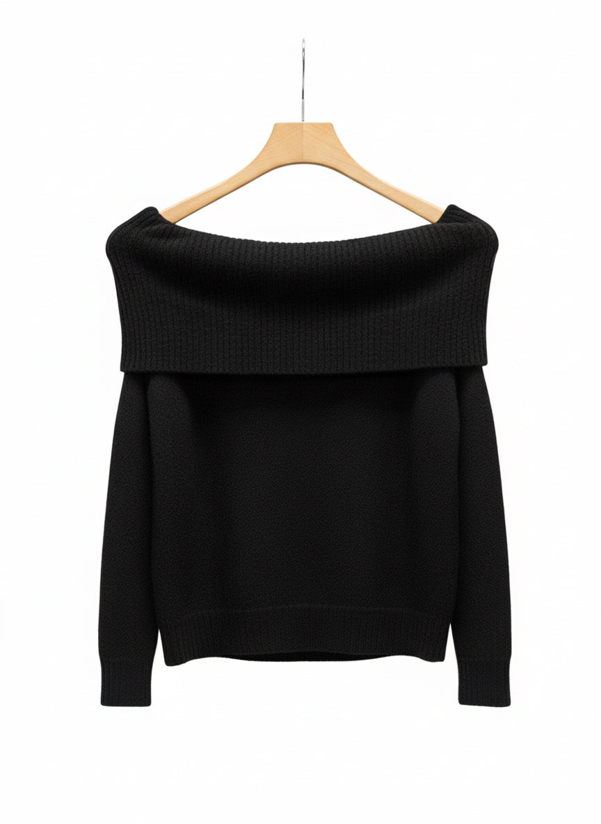 Suéter cuello barca de lana