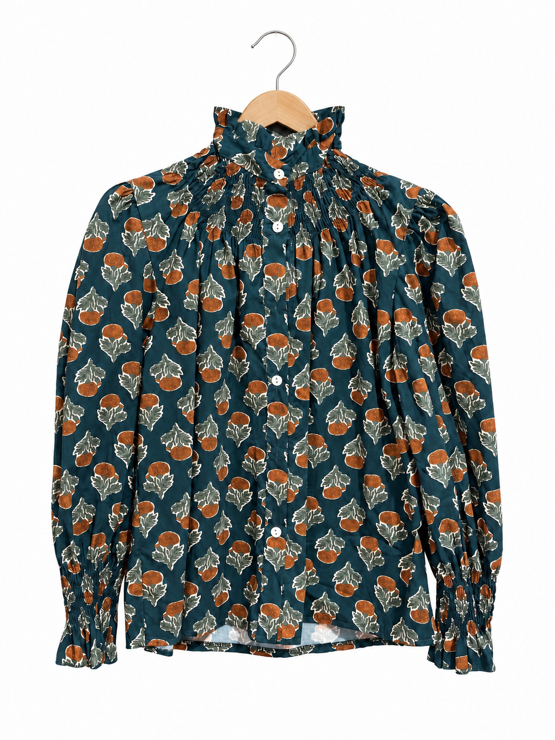 Camisa cuello alto fruncido