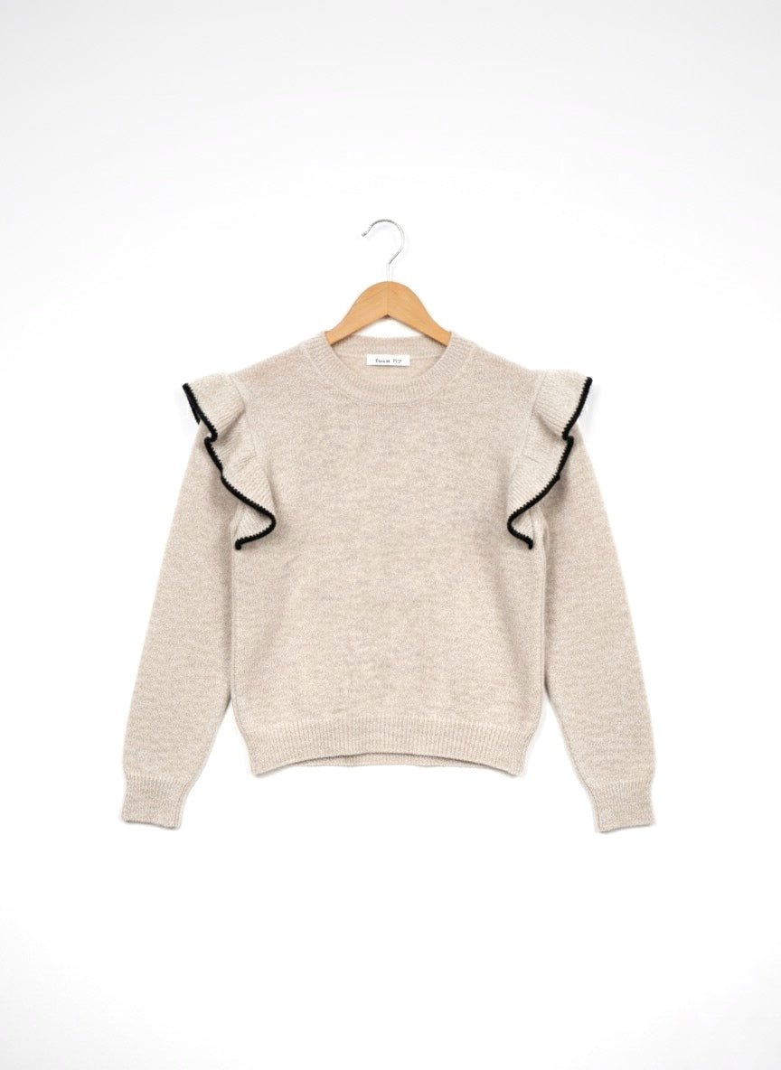 Súeter lana volante en manga