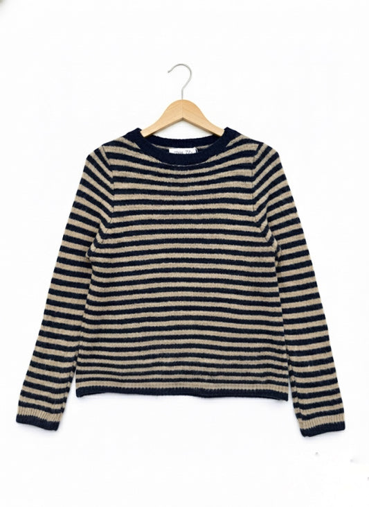 Jersey punto raya fina combinado en beige