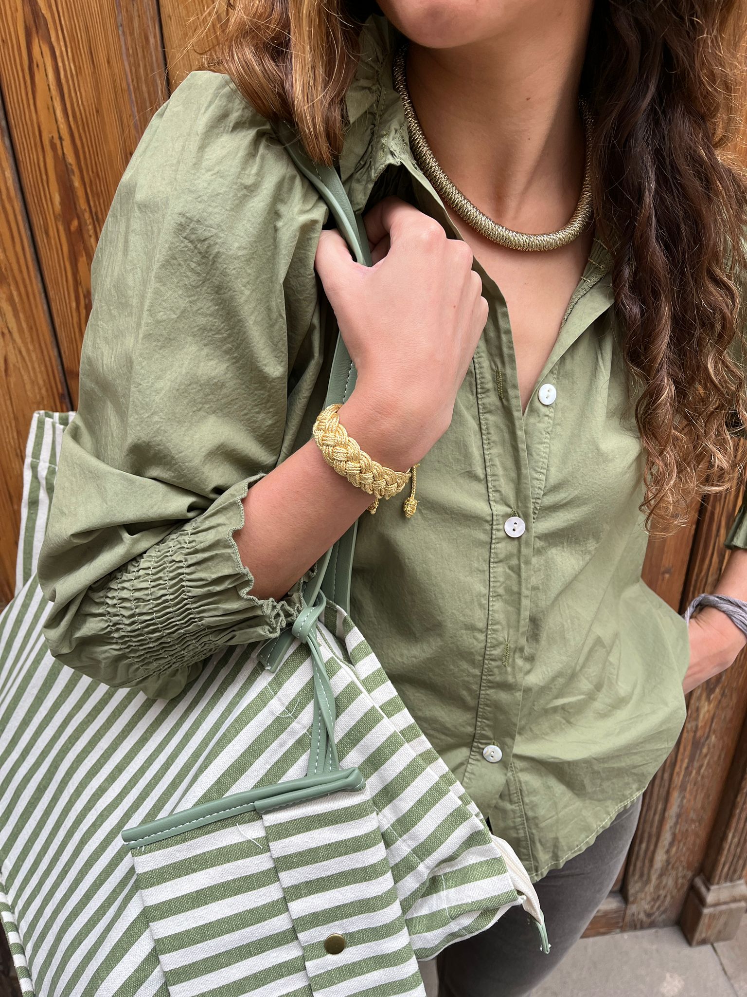 Bolsa multiusos de gran capacidad RAYAS VERDE