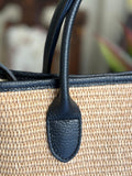 Bolso de rafia con asas de cuero 100%