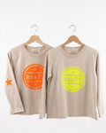 Sudadera Rue77 BEIGE estrellas (flúor naranja o amarillo)