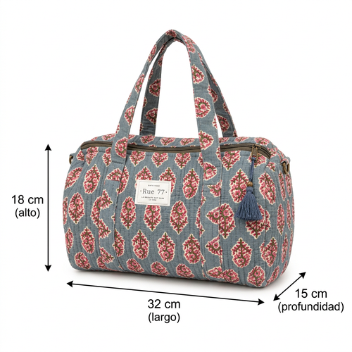 Bolsa extraescolar gris: 32 cm de largo, 18 cm de alto y 15 cm de profundidad