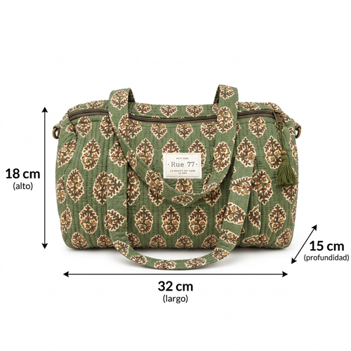 Bolsa extraescolar verde: 32 cm de largo, 18 cm de alto y 15 cm de profundidad